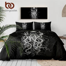 BeddingOutlet Octopus Ghost Duvet Cover Watercolor Bedding Set Black Gray Bedspreads Scary Marine Animal Home Textiles 3-Piece 2024 - buy cheap