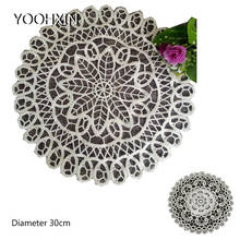 Hot round Lace embroidery placemat cup dish coaster tea mug kitchen table place mat cloth wedding Christmas dining pad doily 2024 - buy cheap