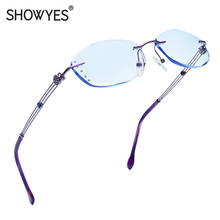 Anti Blue Light Rimless Glasses Women Myopia Filter Computer Eyeglasses Gradient Pink with Rhinestone Frameless Eye Eyewear 2024 - buy cheap