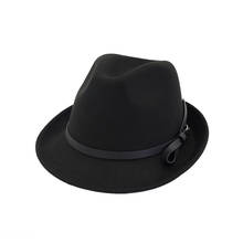 Фетровая шляпа для мужчин и женщин, имитация шерсти, зимние женские фетровые шапки, мужская мода, черный топ, джазовая шляпа, фетровая шляпа, головной убор, Sombrero HF130 2024 - купить недорого