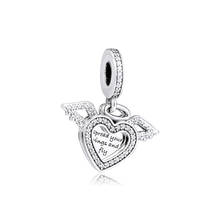 Clear CZ Heart & Angel Wings Dangle Silver Charms for Chains Bracelets DIY Jewelry 925 Sterling Silver Charms for Jewelry Making 2024 - buy cheap