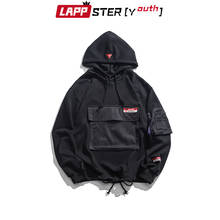 LAPPSTER-Youth Men Black Big Pocket Sweatshirts 2022 Mens Harajuku Fashions Hooded Hoodies Male Designer Cargo Hoodie Hip Hop 2024 - buy cheap