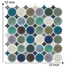 12*12 Inch Mosaic Wallpaper Mixed Green Round Pattern Self Adhesive Wall Tiles   - 1 Sheet 2024 - buy cheap