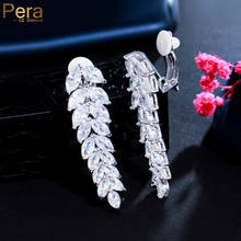 Pera-pendientes de circonia cúbica para mujer, joyería elegante con forma de hoja grande, Color plateado, sin pérdidas, para fiesta de graduación, E362 2024 - compra barato