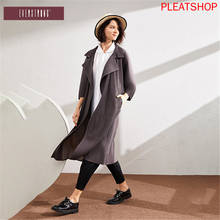 Women 's Mid-length Loose -Fit Coat New Style Spring And Autumn Profile Pleated Elegant Casual Solid Color Slimming Trench Coat 2024 - buy cheap