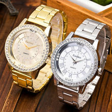 Relógio de pulso feminino de luxo, geneva, aço inoxidável, marca 2020, para mulheres, relógio de pulso 2024 - compre barato