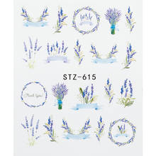 3d transferência de água design adesivos de unhas flor adesivos para unhas lavanda arte do prego adesivos decalques decorações manicure 2024 - compre barato