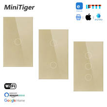 Minitiger Crystal Glass Panel US Standard WIFI Touch Switch Ewelink APP Smart Home 1/2/3 Gang Smart Switch Null and Fire Line 2024 - buy cheap