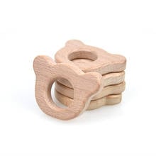 Mabochewing 1pcs Beech Wooden Pendant Bear Head Shaped Wood Ring Teether 2024 - buy cheap