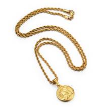 New Fashion Gold Plating Round Brand Pendant Praying Necklace Charm Chain Personality Catholicism Jewelry Gift For Men Women 2024 - buy cheap