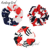 Furling Girl 1PC USA Flag United Kingdom Flag Hair Ties Hair Scrunchies Ponytail Holder Hair Wraps Chiffon Elastic Hair Bands 2024 - buy cheap