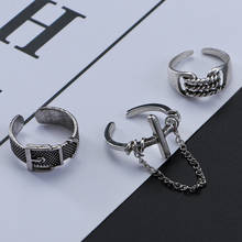 Винтажная серебряная металлическая цепочка в стиле панк с крестом, открытые кольца с пряжкой на ремне, дизайнерские кольца на палец для мужчин и женщин, вечерние ювелирные изделия, подарки 2024 - купить недорого