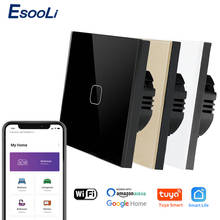 EsooLi-Interruptor táctil de cristal para la pared, inalámbrico, con control de voz, material retardante de fuego, compatible con app Tuya y Smart Life, apto para la Unión Europea y Reino Unido 2024 - compra barato