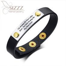 SIZZZ-pulsera ajustable de cuero y acero de titanio para hombre, brazalete para el Día del Padre, 2020 2024 - compra barato