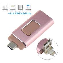Compatible For iPhone iPad 4 in 1 OTG USB Flash Drive HD USB 3.0 Flash Memory Pendrive 128GB Android Cell Phone Micro USB Type C 2024 - buy cheap