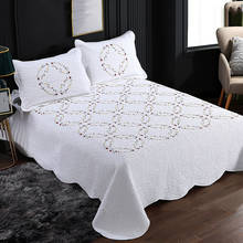 White Bedspreads Cotton Quilt Set 3PCS Coverlet for Double Bed Jacquard Bed Cover Pillowcase King Queen Quilted Blanket on Bed 2024 - buy cheap