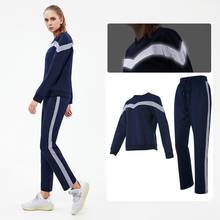 Vansydical 2pc Sports Suit Long Sleeve Sweatshirt+Pants Female Running Training Sets Spliced Colors Autumn Winter Sweatsuit 2024 - buy cheap