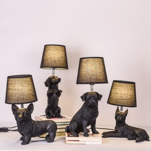 Preto branco filhote de cachorro candeeiro mesa quarto lâmpada cabeceira sala cães candeeiros de mesa abajur para quarto deco luminárias 2024 - compre barato