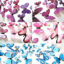 12 шт. бабочки 3D наклейки на стену новогодние Декор для дома бабочка свадебные украшения ПВХ обои наклейки для гостиной 2024 - купить недорого