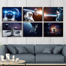 Galaxy Stars Poster and Prints Astronaut Planet Hole Space Canvas Painting Universe Earth Wall Pictures for Home Decoration 2024 - buy cheap