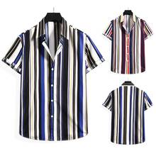 Beach Hawaiian Shirts For Men Dress Summer Mens Shirt Top Casual Short Sleeve Striped Print Cool Thin Male Clothing Tops Camisa 2024 - buy cheap