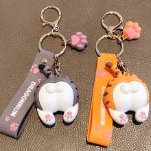 Cute Orange gray Cat Butt Key Chains Pvc Lovely Cats Ass Keychain Car Bag Animal Bell Pendant Keyring Women Jewelry Gift 2024 - buy cheap