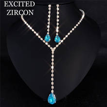 Dropship Long Drop Pendant Jewelry Sets Romance Simple Women Wedding Bridal Necklace Long Earrings Conjunto De Joyas 2024 - buy cheap