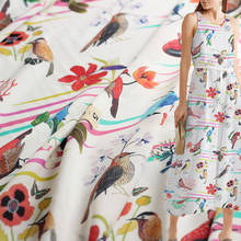 Белое платье с принтом птиц waxberry16momme, нарядное летнее платье из креп-жоржета, 100% шелк, рубашка, одежда для творчества, ткань, бесплатная доставка 2024 - купить недорого