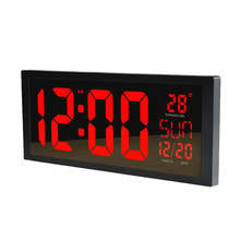 Горячие большие настенные часы Красный шрифт светодиодные цифровые настенные часы с европейской вилкой питания украшения для офиса и дома 2024 - купить недорого