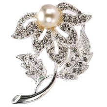 Broches de perlas grandes y frescas para mujer, broche de perlas de cristal de lujo, elegante, joyería para suéter, regalos 2024 - compra barato