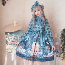 Gothic japanese vintage sweet lolita dress palace lace bowknot stand printing victorian dress kawaii girl gothic lolita op cos 2024 - buy cheap