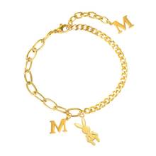 New Arrival Temperament Light Luxury  Rabbit  Bracelet Yellow Gold Color Stainless Steel Jewelry Woman Gift Wholesale Not Fade 2024 - buy cheap