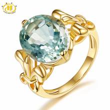 Hutang 4.49ct Natural Amethyst Women's Ring 925 Sterling Silver Rings Yellow Gold Plated Green Gemstone Fine Elegant Jewelry New 2024 - купить недорого