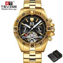 TEVISE Luxury Men Automatic Mechanical Watch Men Golden Stainless steel Tourbillon Waterproof Wristwatch Relogio Masculino 2024 - buy cheap