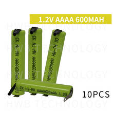 10 шт./лот AAAA 600 мАч 1,2 в Ni-MH перезаряжаемая лента крепления аккумуляторной батареи сварочная ножка Bluetooth гарнитура батарея, электронная ручка бесплатная доставка 2024 - купить недорого