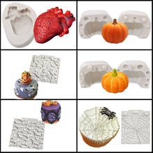 Meibum-moldes Fondant de calabaza de Halloween, herramientas de decoración de pasteles de silicona de murciélago fantasma, corazón sangriento, moldes de pastelería para hornear 2024 - compra barato