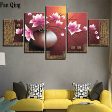5 peças, diamante bordado venda flor rosa, 5d pintura diamante orquídea mosaico imagens de strass kits de ponto cruz magnolia 2024 - compre barato