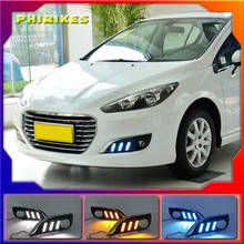 1 Pair Car styling LED driving DRL with Daytime Running Light yellow turn signal Fog Head Lamp for Peugeot 308 2012-2014 2024 - buy cheap