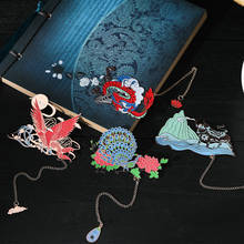 Marcapáginas de latón de estilo chino, diseño Retro de dragón chino y Fénix, Clip de libro, marca de paginación, caja de regalo de papelería 2024 - compra barato