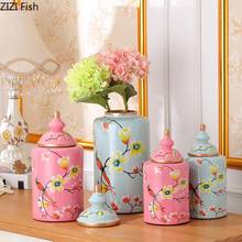 Painted Flowers and Birds Ceramic Vase Classical Vases Antique Candy Jar Multipurpose Porcelain Storage Jars Vintage Home Decor 2024 - buy cheap