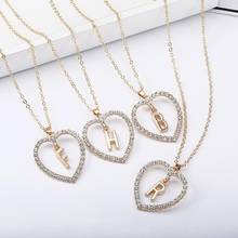Fashion Gold Color Cubic Zirconia Love Heart Crystal Pendant Letter Name Necklace Charm Women 26 Capital Letters Choker Jewelry 2024 - buy cheap