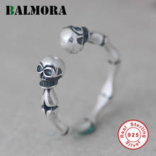 BALMORA 100% 990 Sterling Silver Skeleton Rings For Women Men Vintage Punk Adjustable Stackable Ring Hand Joints Ring Jewelry 2024 - buy cheap