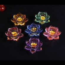 Candelabros de loto de cristal de 7 colores, cuenco Feng Shui, candelabro para centros de mesa, decoración para boda, hogar, Bar y fiesta 2024 - compra barato