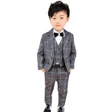 Traje de boda de flores para niños, esmoquin Formal, chaqueta, chaleco, pantalones, pajarita, 4 Uds. 2024 - compra barato