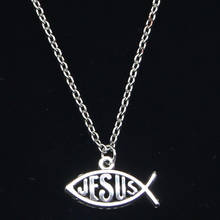 20pcs New Fashion Necklace 25x14mm fish jesus Pendants Short Long Women Men Colar Gift Jewelry Choker 2024 - buy cheap