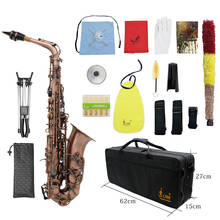 Saxofone profissional vermelho bronze, bend, Eb E-flat, concha de abalone, com bolsa, luvas, tiras de pano de limpeza, escova 2024 - compre barato