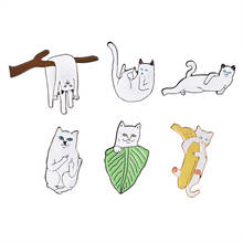 Cheap Cat Creative Posture Weird Cute Brooch for Woman Badge Shirt Enamel Pin Brooches for Men Metal Pin Jewelry Accesorios 2024 - buy cheap