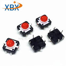 Interruptor de botón táctil de 12x12x7,3, LED de tacto momentáneo rojo, 12x12x7,3mm, 12x12x7,3mm, 12x12x7,3 2024 - compra barato
