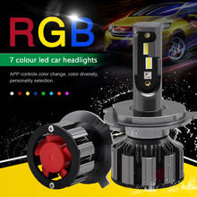 Faros LED RGB para coche, Kit controlado por aplicación Bluetooth, 12V, 24V, 12V, H7, 9005, 9006, H1, H3, H4 2024 - compra barato