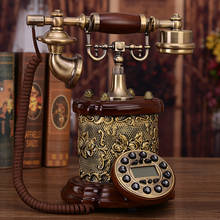 Старинная телефонная станция с красивым золотым цветочным узором, циферблат с кнопками, идентификатор звонка, ретро-телефон без рук старомодный 2024 - купить недорого